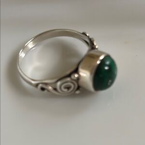 925 Silver & Malachite Ring - Size 8